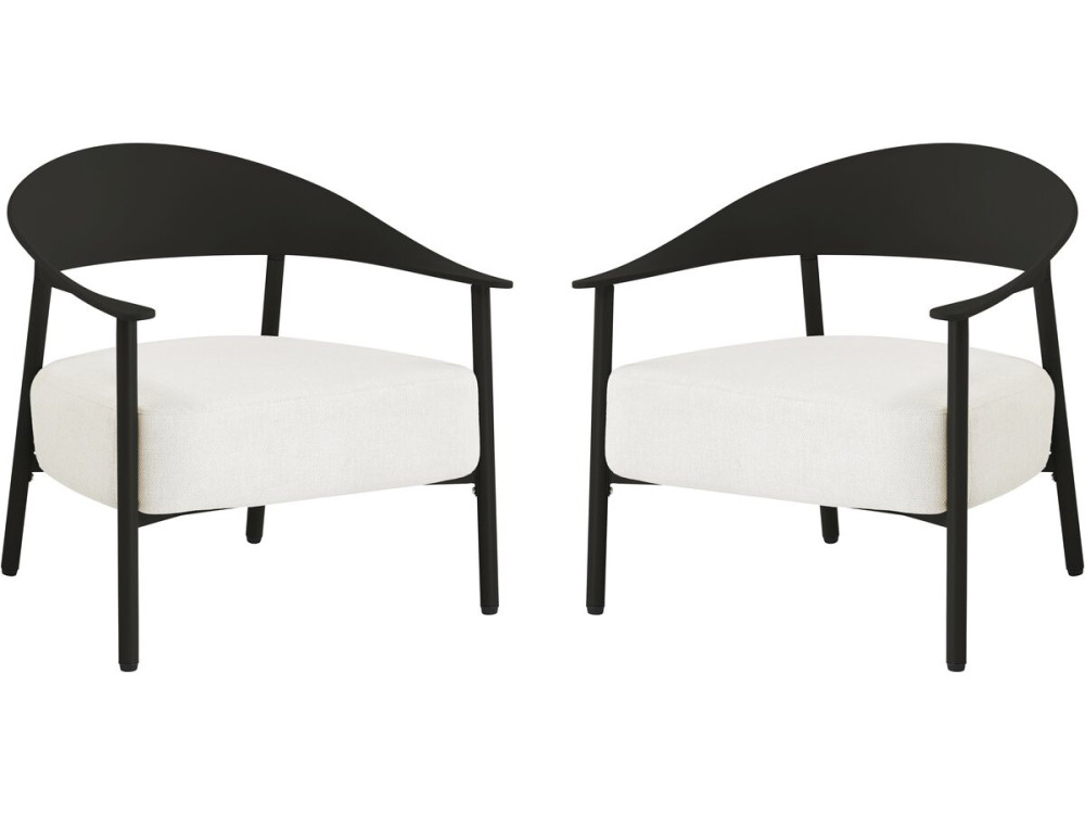 Conjunto de 2 cadeirões de jardim "Céora" em plástico e metal - Preto