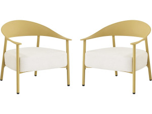 Conjunto de 2 cadeirões de jardim "Céora" em plástico e metal - Amarelo