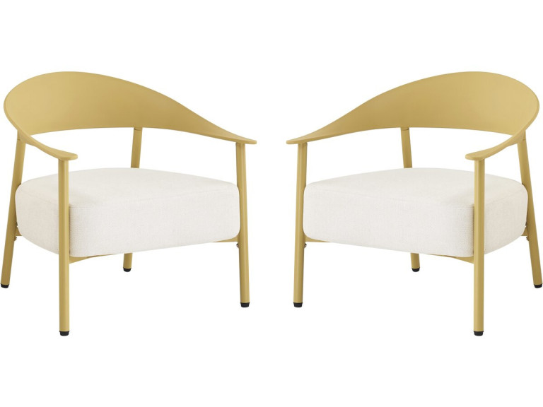 Conjunto de 2 cadeirões de jardim "Céora" em plástico e metal - Amarelo
