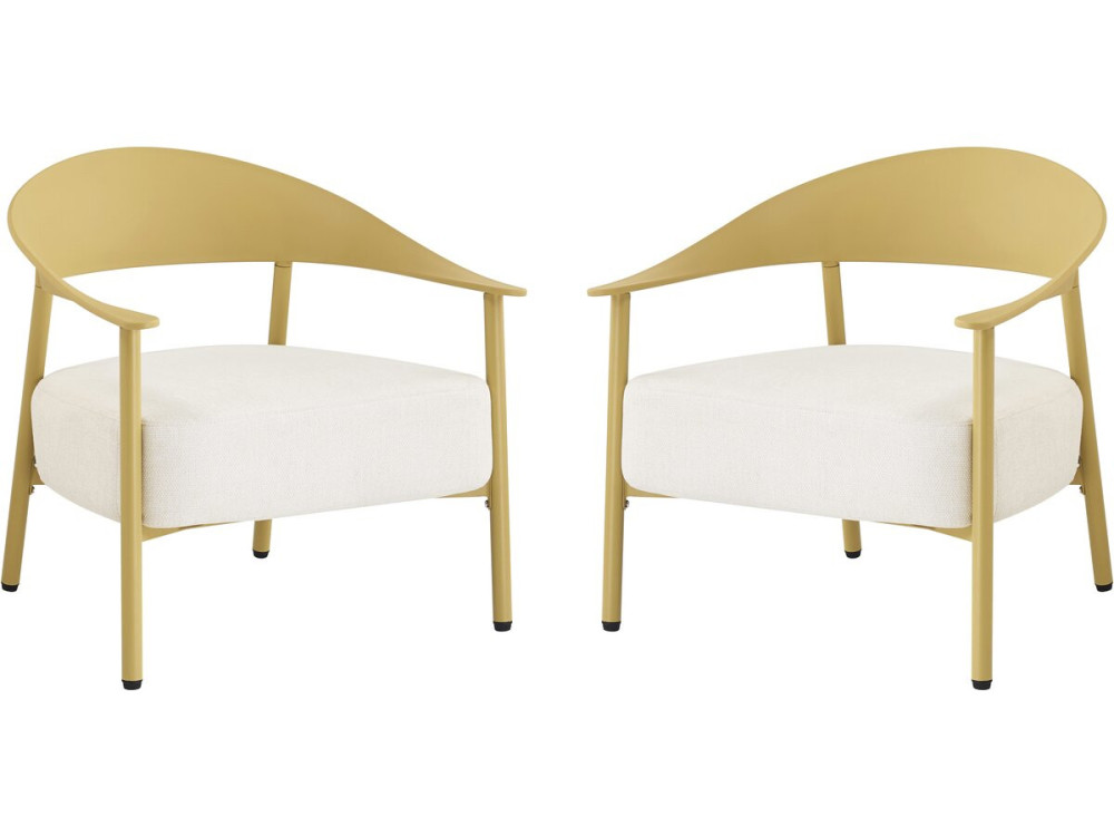 Conjunto de 2 cadeirões de jardim "Céora" em plástico e metal - Amarelo