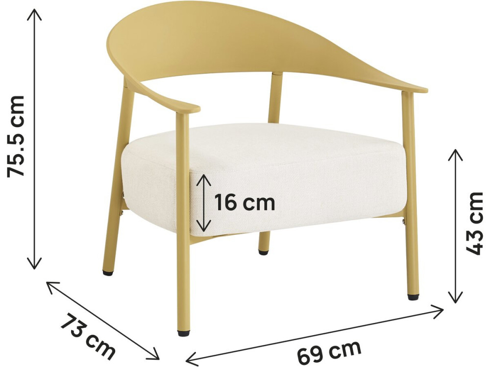Conjunto de 2 cadeirões de jardim "Céora" em plástico e metal - Amarelo