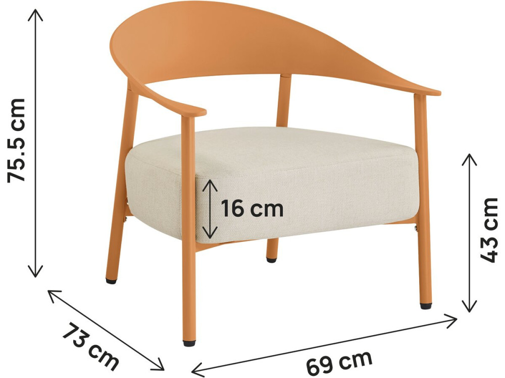 Conjunto de 2 cadeirões de jardim "Céora" em plástico e metal - Laranja
