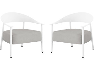 Conjunto de 2 cadeirões de jardim "Céora" em plástico e metal - Branco
