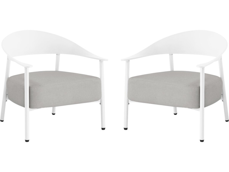 Conjunto de 2 cadeirões de jardim "Céora" em plástico e metal - Branco