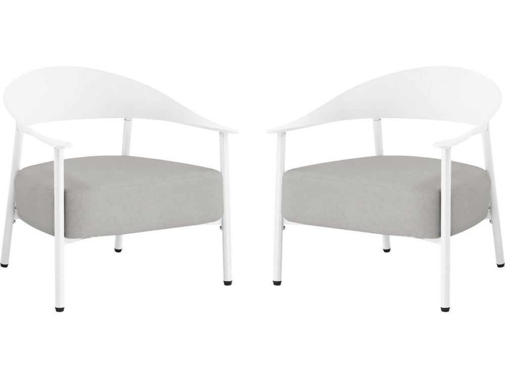 Conjunto de 2 cadeirões de jardim "Céora" em plástico e metal - Branco