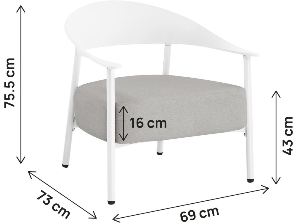 Conjunto de 2 cadeirões de jardim "Céora" em plástico e metal - Branco