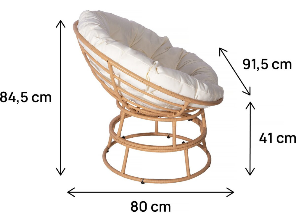 Cadeirão Papasan interior/exterior loveuse estilo "Bali" - Ø91cm - Bege