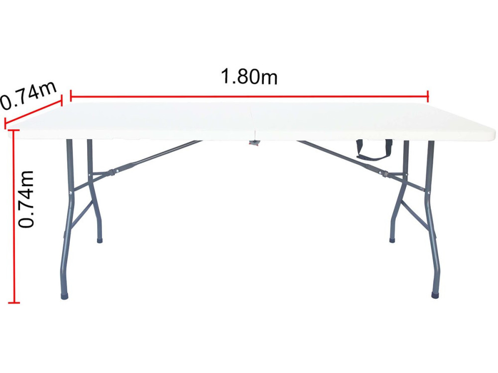 Mesa dobrável de jardim "dobrável" - 180 x 74 x 74 cm - Branca