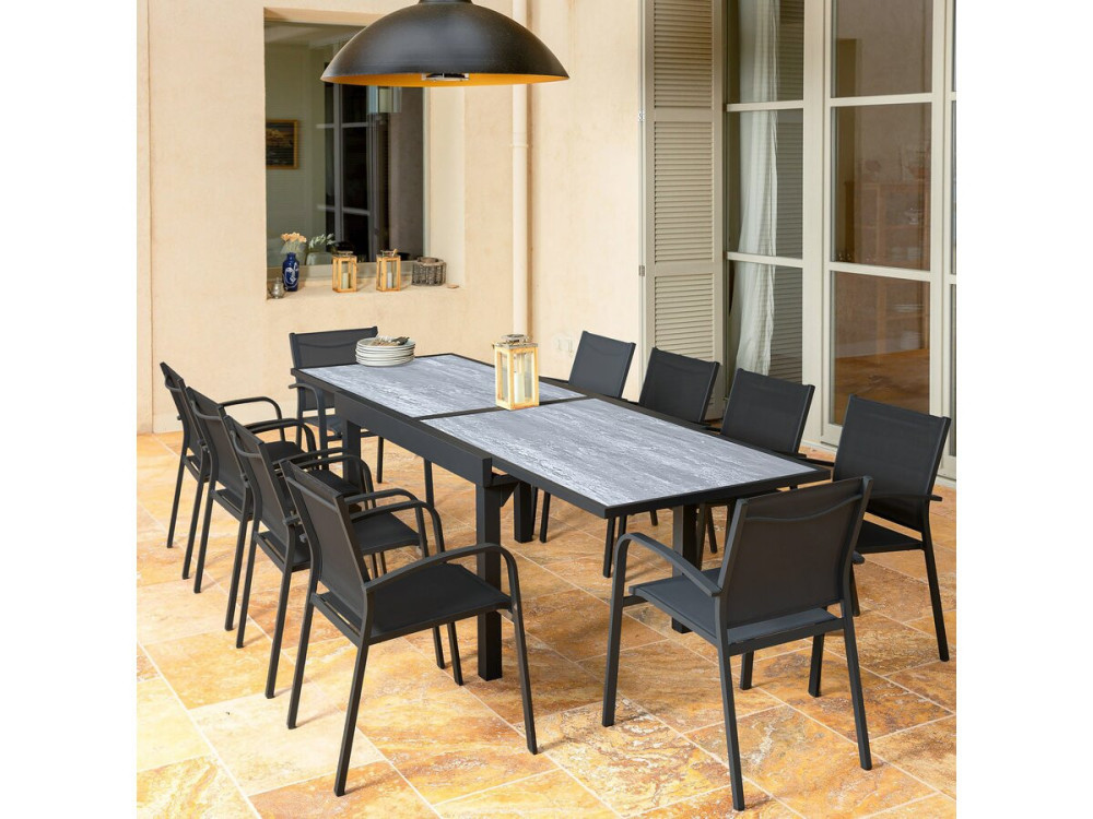 Mesa de jardim em alumínio extensível "Lagos" - 200/320 x 105 x 76 cm - Cinzento