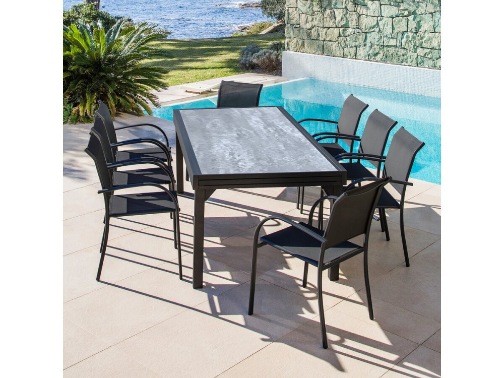Mesa de jardim em alumínio extensível "Lagos" - 140/280 x 90 x 76 cm - Cinzento
