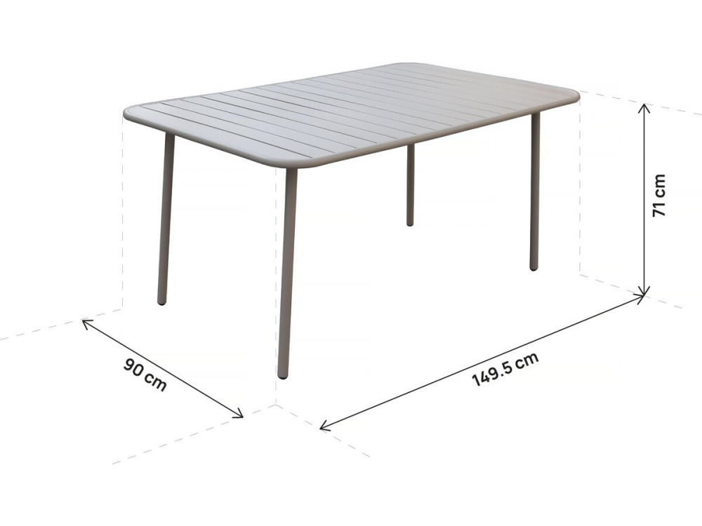 Mesa de jardim em metal Bilbao - 150 x 90 x 71 cm - Taupe