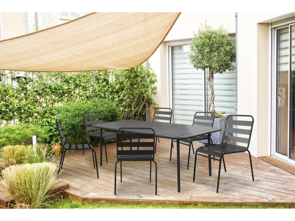 Mesa de jardim em metal Bilbau - 180 x 90 x 71 cm - Cinza