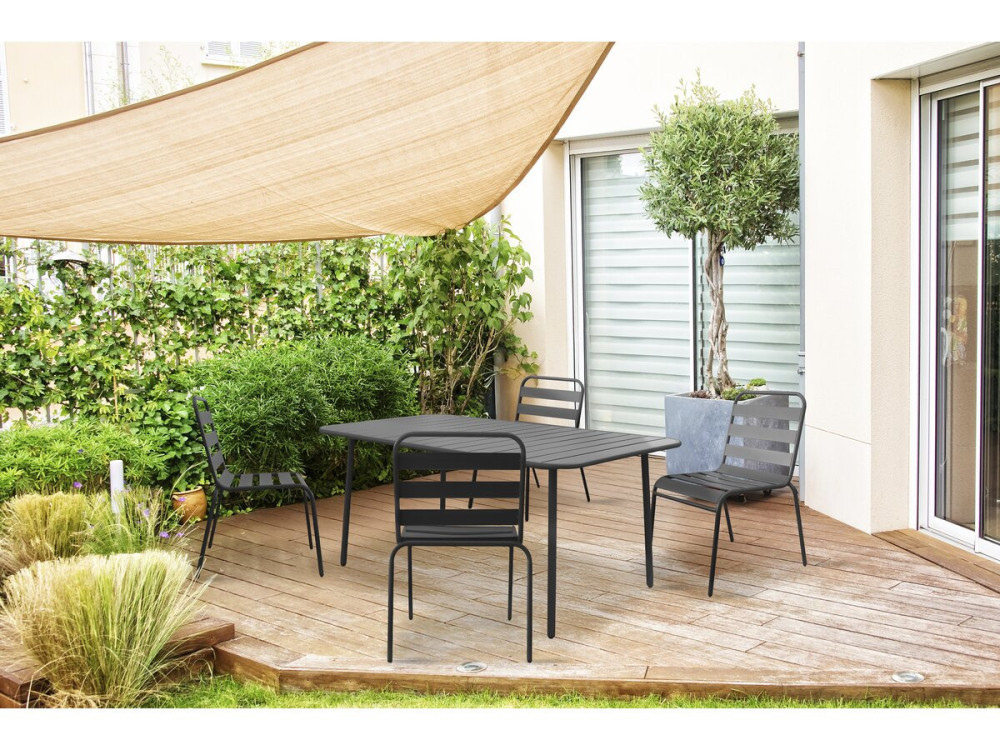 Mesa de jardim em metal Bilbau - 150 x 90 x 71 cm - Cinza