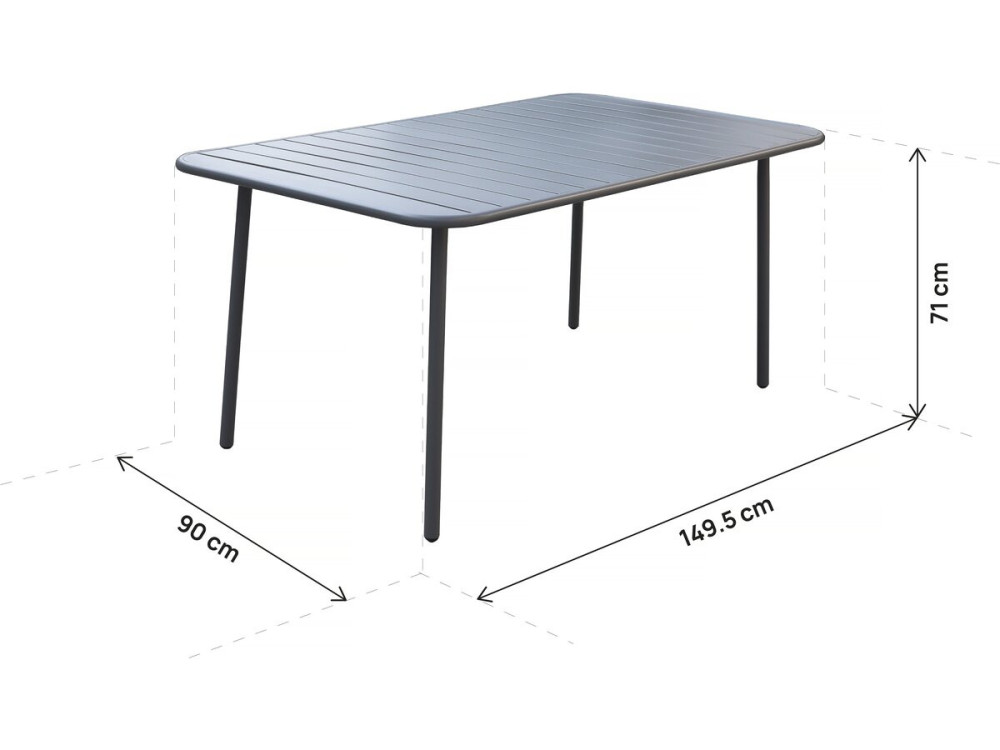 Mesa de jardim em metal Bilbau - 150 x 90 x 71 cm - Cinza