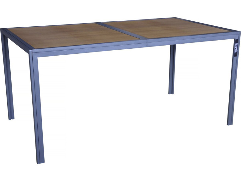 Mesa de jardim em metal com imitação de madeira "Tossa" - 160 x 90 x 75 cm - Castanho