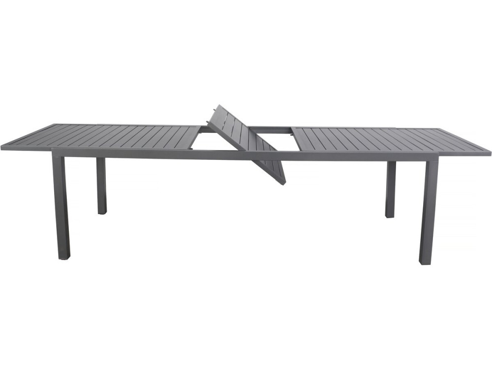 Mesa de jardim metálica extensível "Salou" - 240/300 x 100 x 75 cm - Cinzento