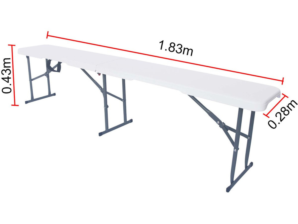 Banco dobrável Foldy - 183 x 28 x 43 cm - Branco