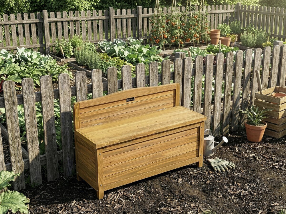 Banco de jardim em madeira "Ben" - 90 x 33 x 60 cm - Castanho