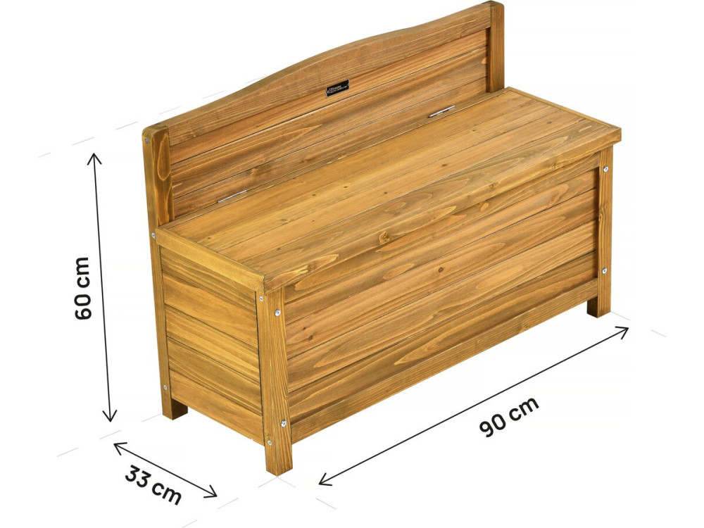 Banco de jardim em madeira "Ben" - 90 x 33 x 60 cm - Castanho