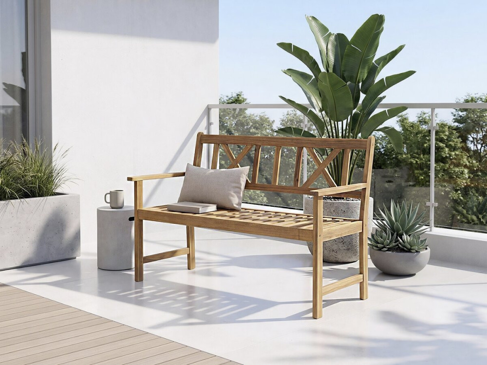 Banco de jardim em madeira 120 cm "Surabaya" - 2 lugares - Castanho
