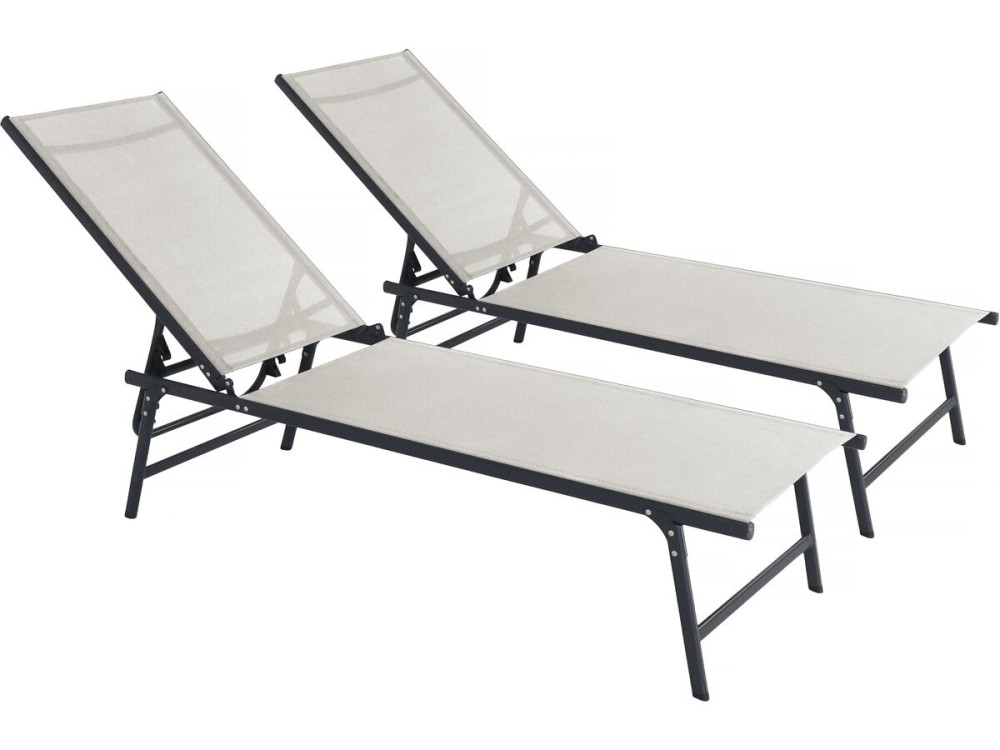 Conjunto de 2 espreguiçadeiras metálicas "Sublima" - 180 x 54 x 104 cm - Bege