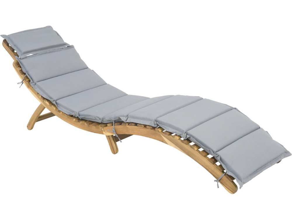 Espreguiçadeira de madeira "Jakarta" com almofadas - Cinzento