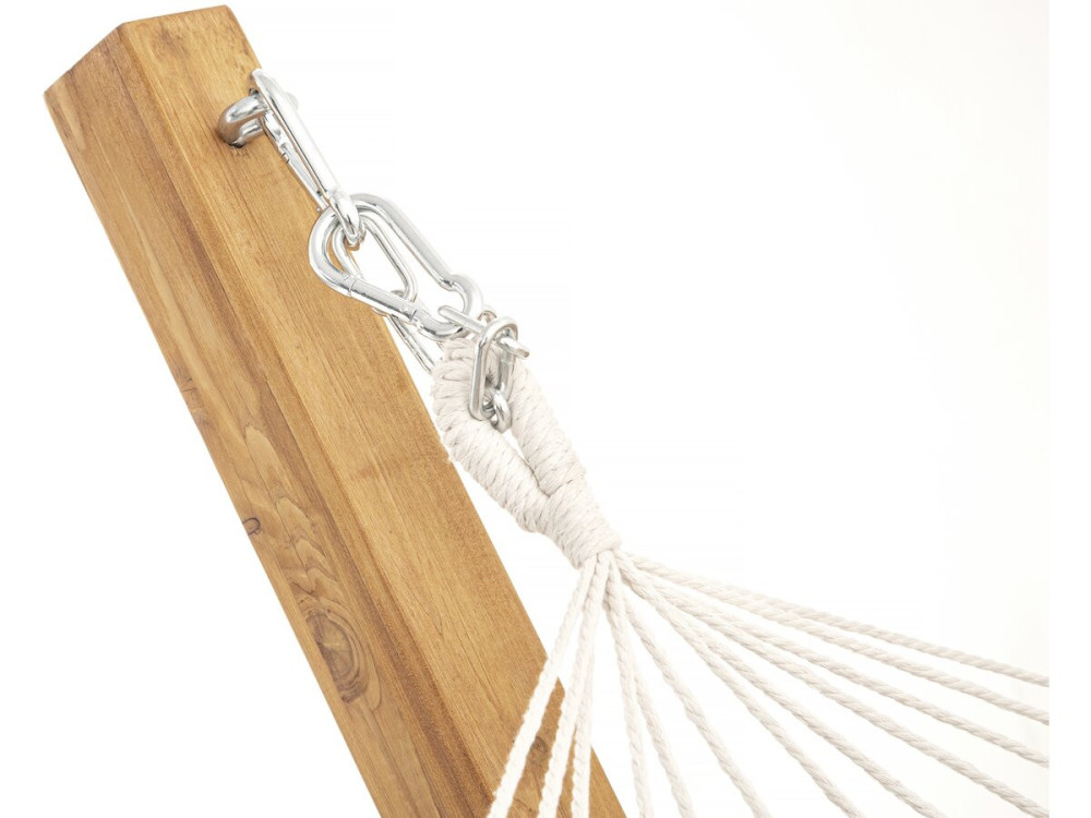 Rede de madeira com tecido macramé "Dallas" - 305 x 120 x 123 cm - Branco