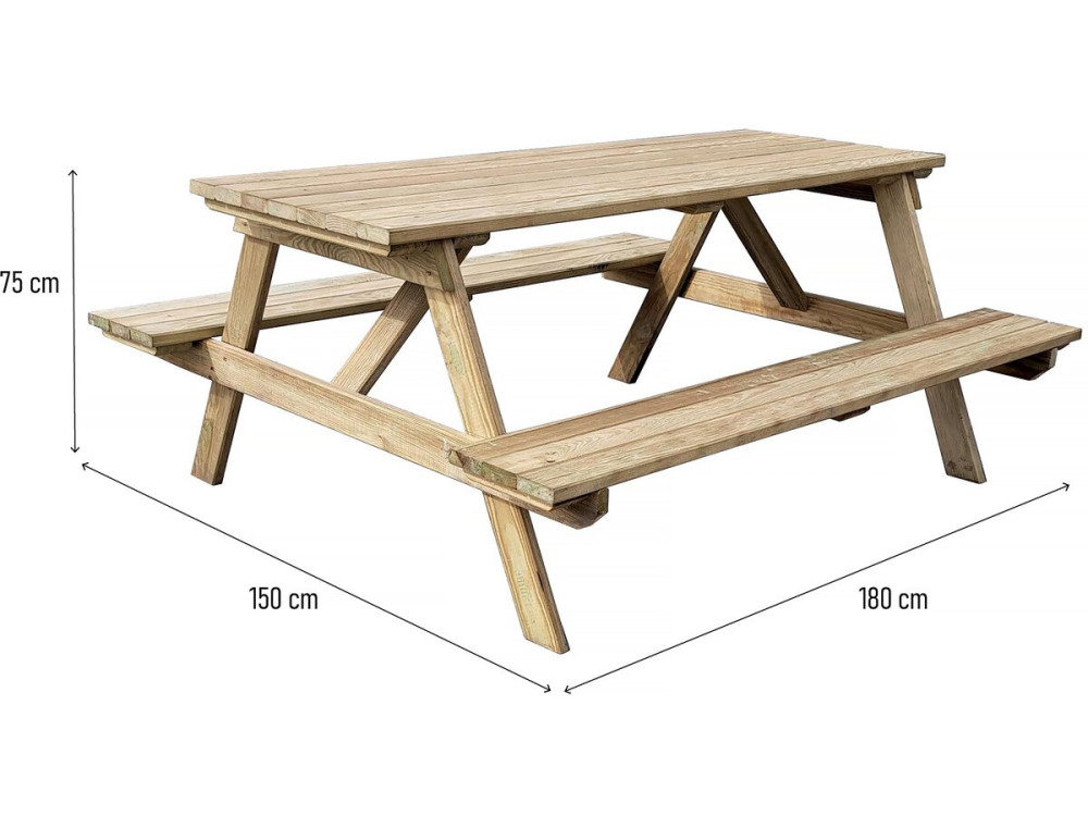Mesa de piquenique para adultos "Gardenia" - 180 x 150 x 75 cm - 6/8 pessoas
