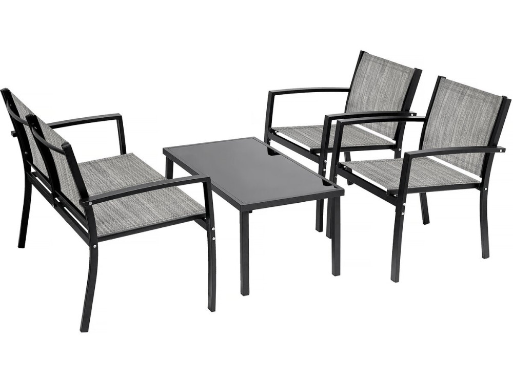 Móveis baixos de jardim "Lino" - 4 lugares - Cinza