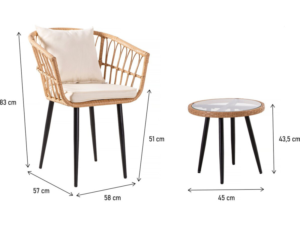 Móveis de jardim em vime "Vela" - 2 lugares - Marrom