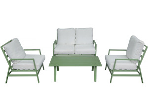 Conjunto de mobiliário de jardim em metal "Queens" - 4 lugares - Verde