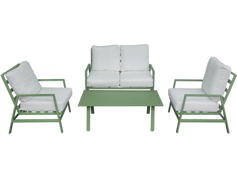 Conjunto de mobiliário de jardim em metal "Queens" - 4 lugares - Verde