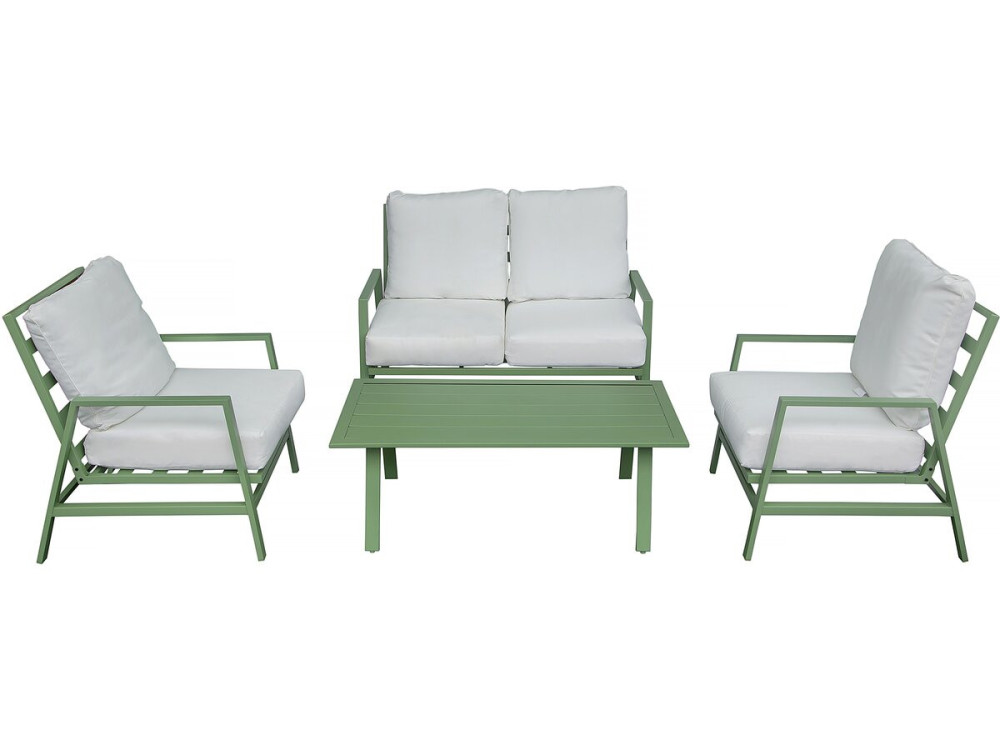 Conjunto de mobiliário de jardim em metal "Queens" - 4 lugares - Verde