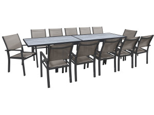 Conjunto de jantar extensível para jardim "Lagos" - 200/320 cm - Taupe - 12 lugares