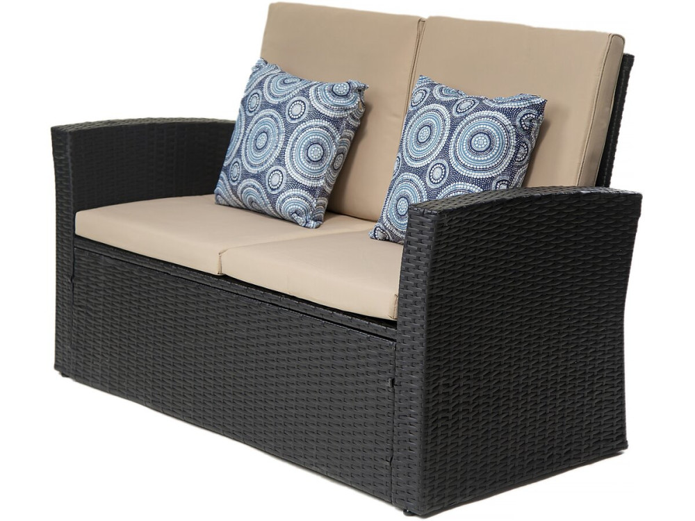 Conjunto de Lounge Externo Ilana em Vime - 4 Peças - Preto