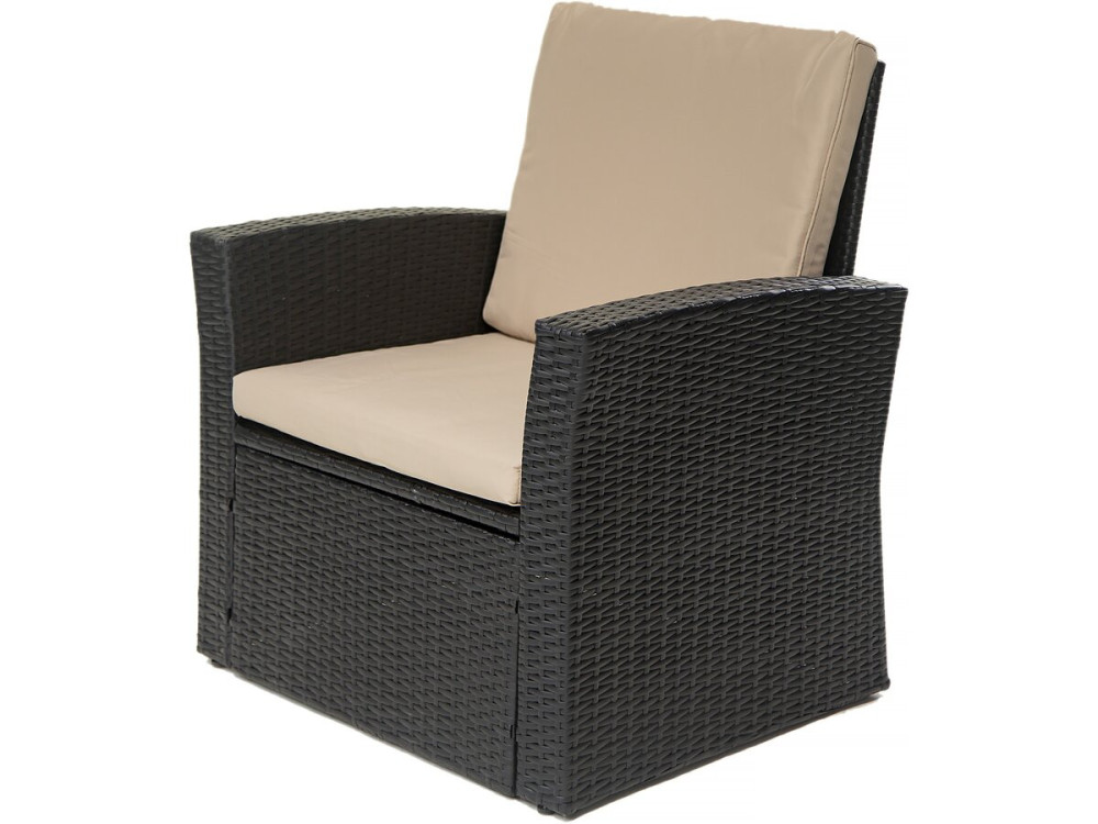 Conjunto de Lounge Externo Ilana em Vime - 4 Peças - Preto