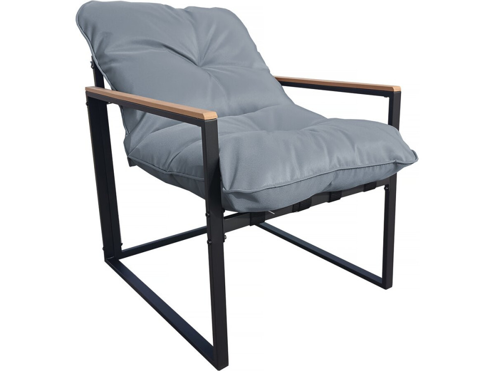 Conjunto de mobiliário de jardim "Jules" - 4 lugares - Cinzento/Preto