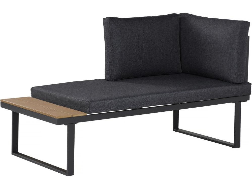 Conjunto de mobiliário de jardim, sofá de canto em imitação de madeira "Liora" - 4 lugares - Cinzento