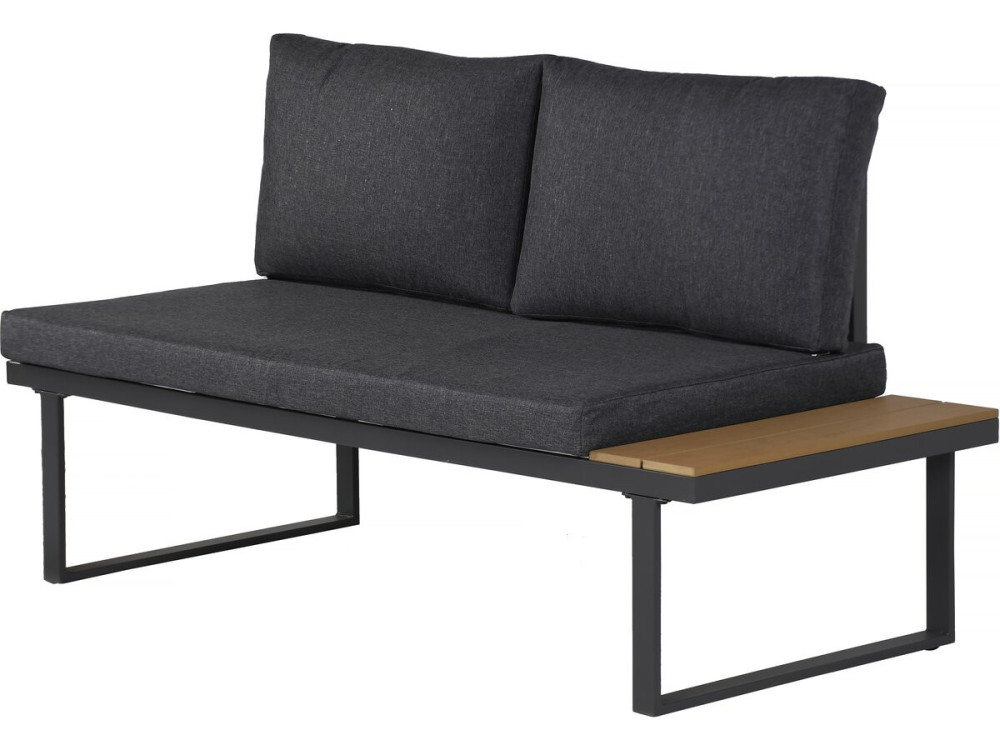 Conjunto de mobiliário de jardim, sofá de canto em imitação de madeira "Liora" - 4 lugares - Cinzento