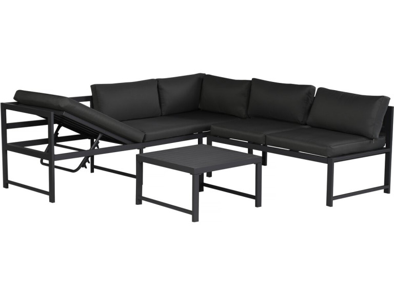 Conjunto de mobiliário de jardim em metal "Etna" - 6 lugares - Cinzento