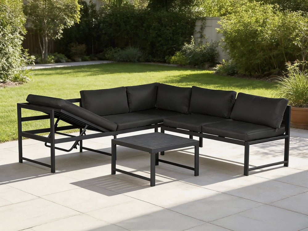 Conjunto de mobiliário de jardim em metal "Etna" - 6 lugares - Cinzento