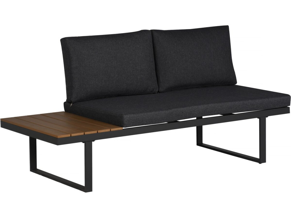 Conjunto de mobiliário de jardim "Sylva" sofá de canto modular, acabamento em imitação de madeira - 4 lugares - Cinzento