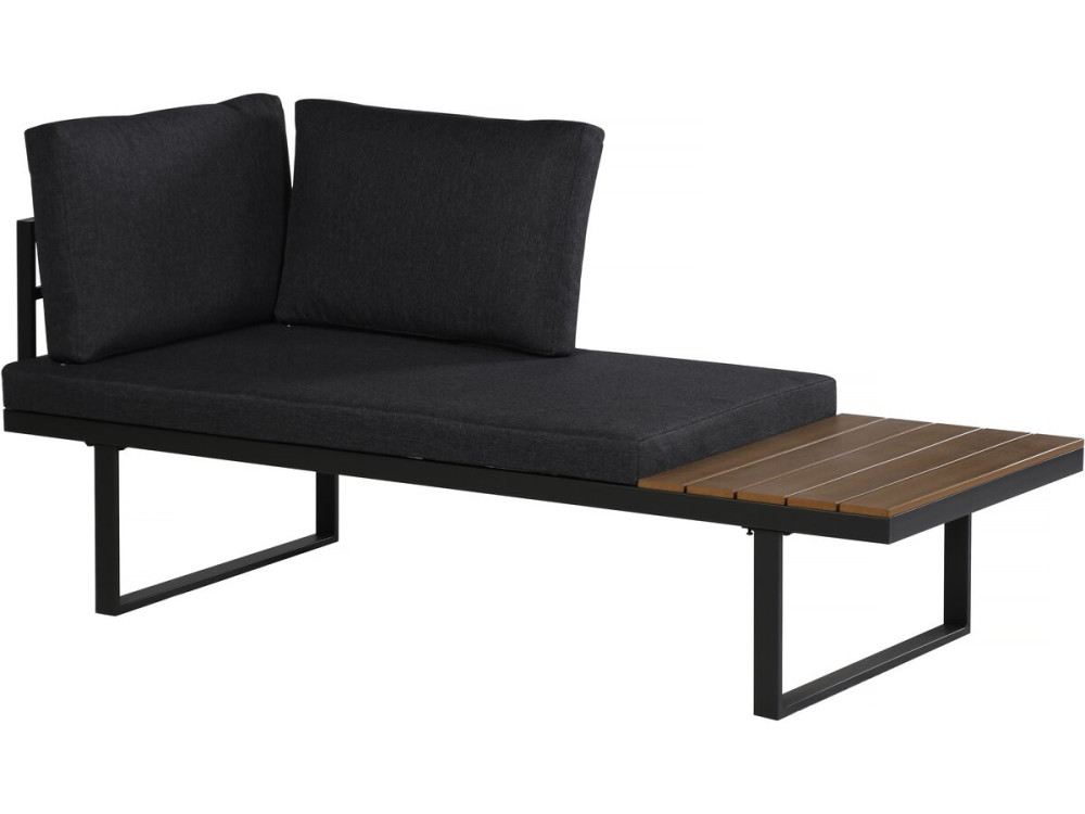 Conjunto de mobiliário de jardim "Sylva" sofá de canto modular, acabamento em imitação de madeira - 4 lugares - Cinzento