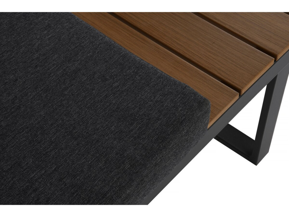 Conjunto de mobiliário de jardim "Sylva" sofá de canto modular, acabamento em imitação de madeira - 4 lugares - Cinzento