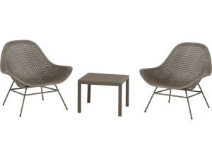 Conjunto de 2 cadeirões de jardim "Soléna" com mesa de apoio - Taupe
