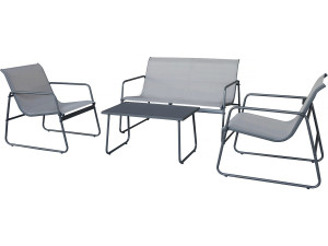 Conjunto de mobiliário de jardim em metal "Fortaleza" - 4 lugares - Cinzento claro