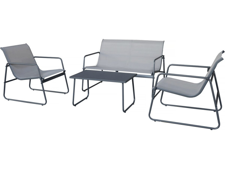 Conjunto de mobiliário de jardim em metal "Fortaleza" - 4 lugares - Cinzento claro