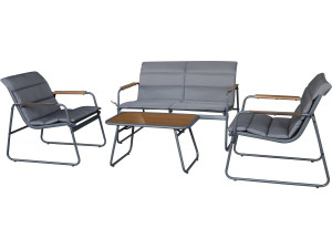 Conjunto de mobiliário de jardim "Bastia" com almofadas metálicas - 4 lugares - Cinzento