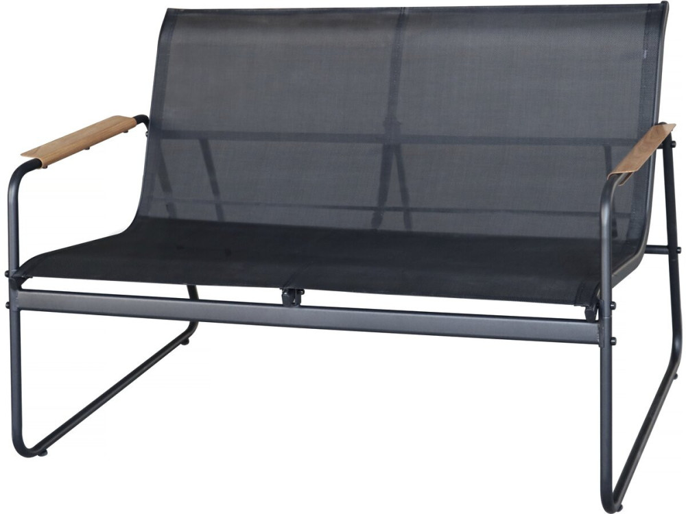 Conjunto de mobiliário de jardim em metal "Sparta" com decoração em imitação de madeira - 4 lugares - Preto
