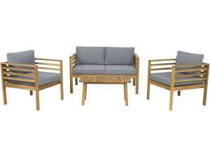 Conjunto de mobiliário de jardim em madeira com almofadas "Beckham" - 4 lugares - Cinzento